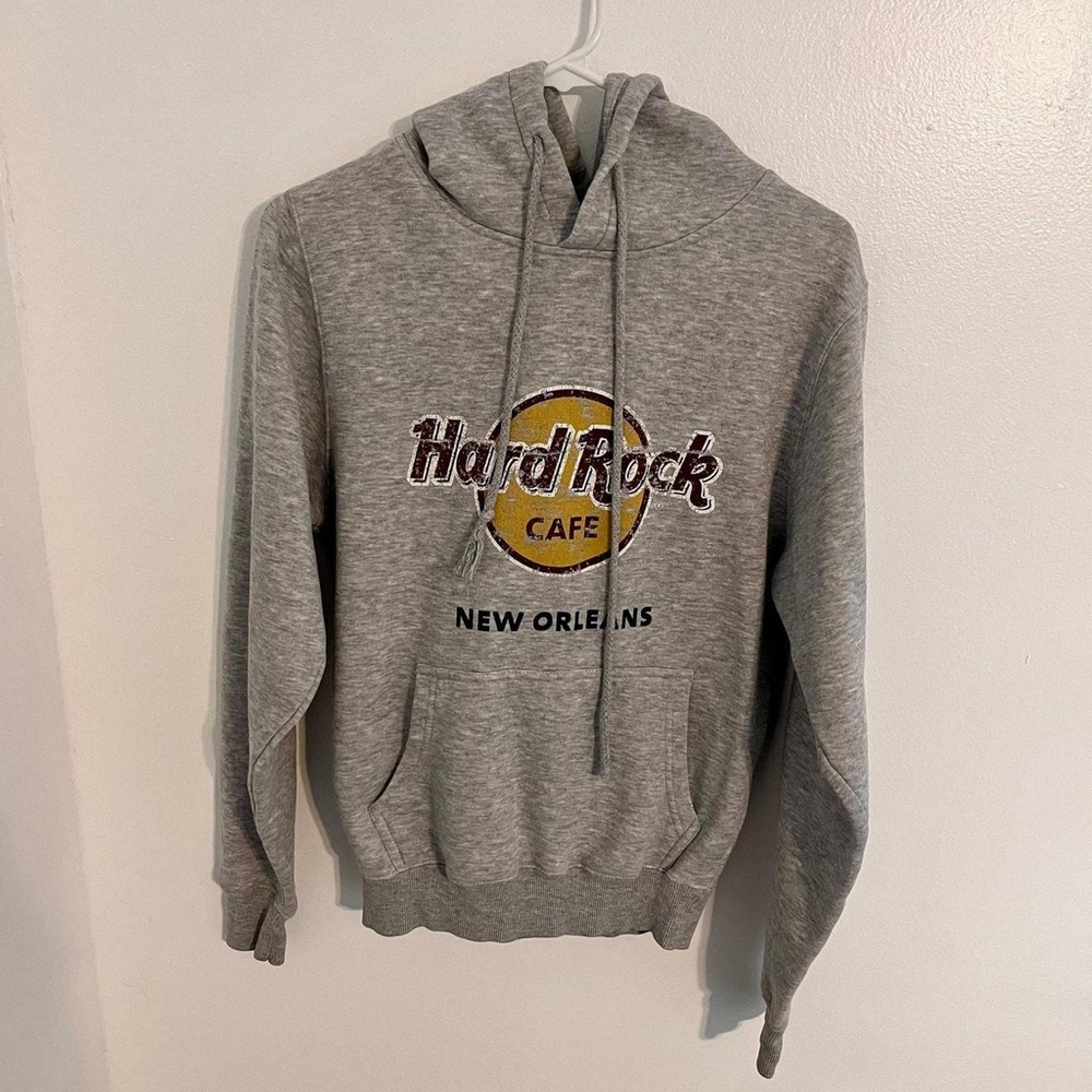 Hard Rock Cafe Gray Hoodie with Yellow and Black Logo
